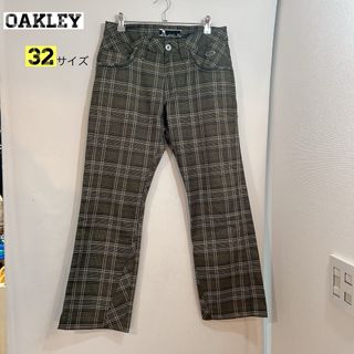 オークリー(Oakley)の【美品♡】OAKLEY ゴルフパンツ　32サイズ　チェック　グリーン(ウエア)