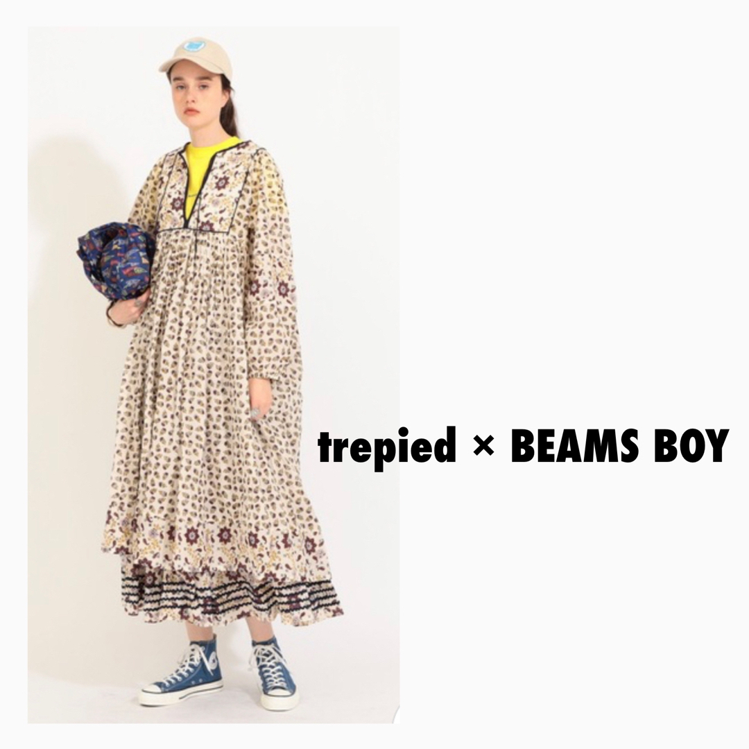 trepied × BEAMS BOY ビームスボーイ ブロックプリントドレス