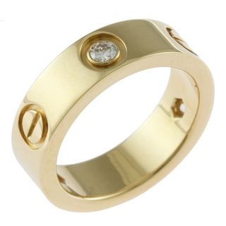 カルティエ(Cartier)のカルティエ ラブ ハーフダイヤ リング 指輪 9号 18金 K18イエローゴールド ダイヤモンド レディース CARTIER  中古(リング(指輪))