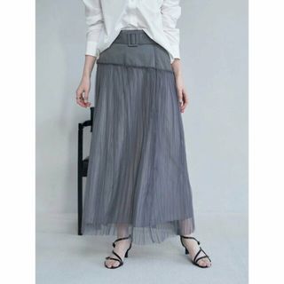 イェッカヴェッカ(YECCA VECCA)の【チャコールグレー】シアープリーツMIXスカート/24SS(ロングスカート)