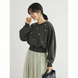 グリーンパークス(green parks)の【チャコールグレー】SUGAR SPOON パールスウェット 24SS/長袖/トレーナー/ショート丈(カットソー(長袖/七分))