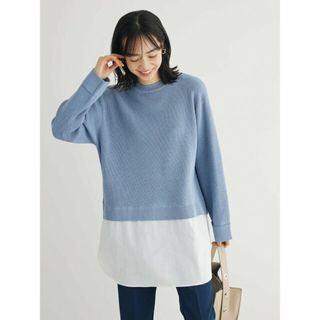 グリーンパークス(green parks)の【ブルー】ニットドッキングチュニック 24SS/洗える/ウォッシャブル/体型カバー/レイヤード(ニット/セーター)