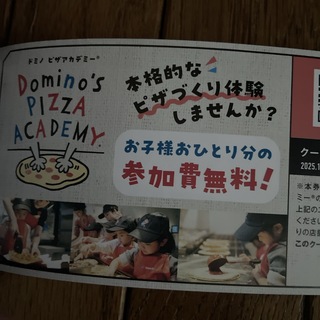 ドミノピザ　ピザアカデミー　2枚(フード/ドリンク券)