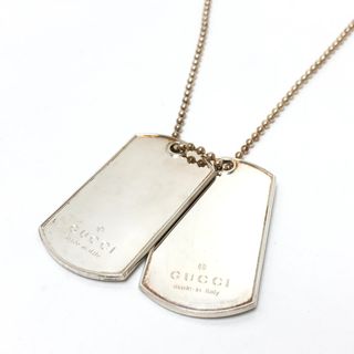 グッチ GUCCI ダブル ドッグタグ ロゴ プレート ネックレス ペンダントトップ SV925 シルバー