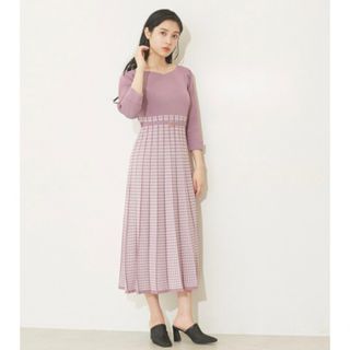 ジルスチュアート(JILLSTUART)の新品 JILLSTUART チェックプリーツニットワンピース(ロングワンピース/マキシワンピース)