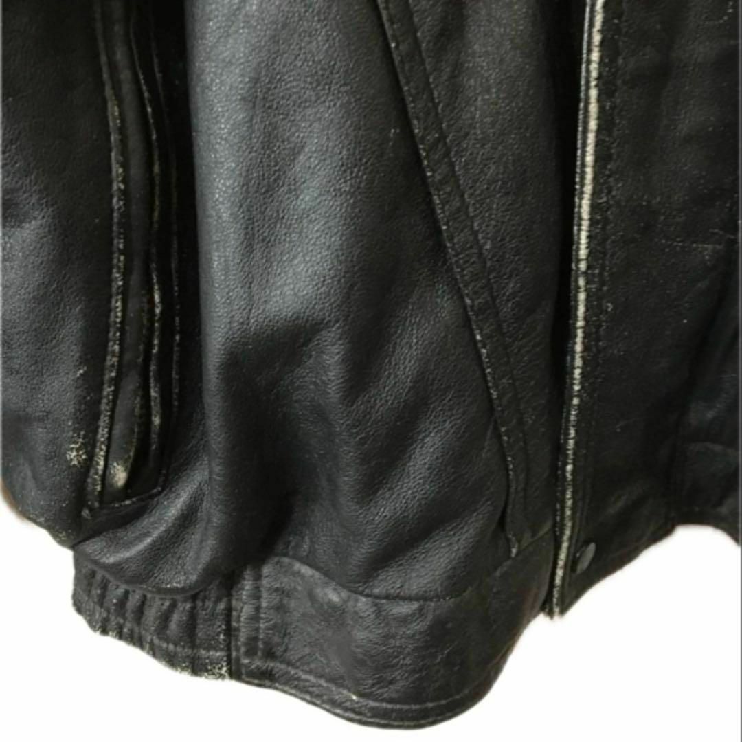 SKIN イタリア製 レザー ライダースジャケット ヴィンテージ 革ジャン黒 メンズのジャケット/アウター(ライダースジャケット)の商品写真