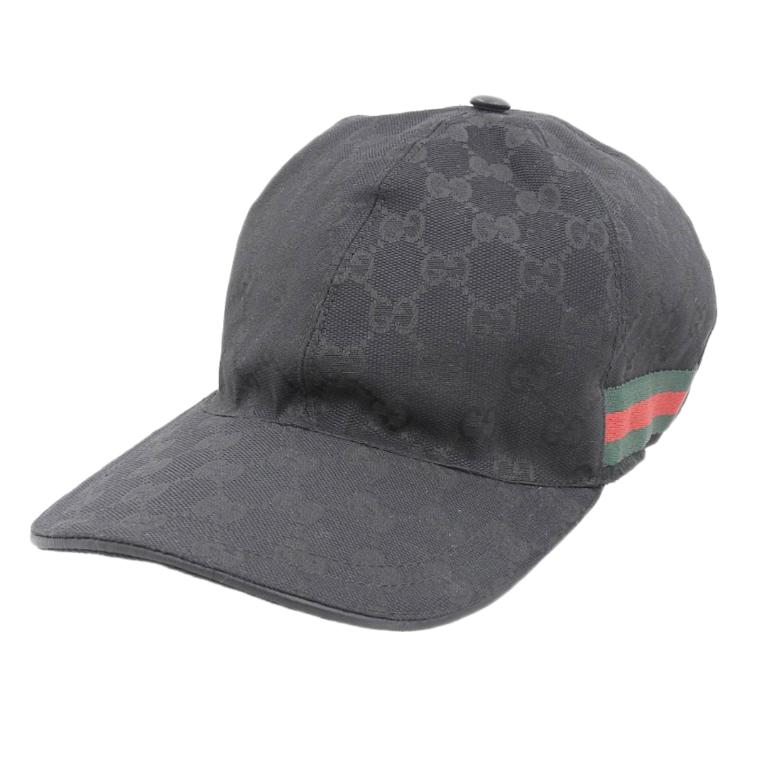 Gucci(グッチ)の【本物保証】 超美品 グッチ GUCCI シェリーライン GGキャンバス ベースボールキャップ 帽子 ロゴ 黒 ブラック M 200035 601491 メンズの帽子(キャップ)の商品写真