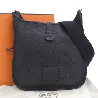 エルメス(Hermes)の【本物保証】 箱・布袋付 超美品 エルメス HERMES エヴリン1 PM ショルダーバッグ トリヨンクレマンス 黒 ブラック □M刻印(ショルダーバッグ)