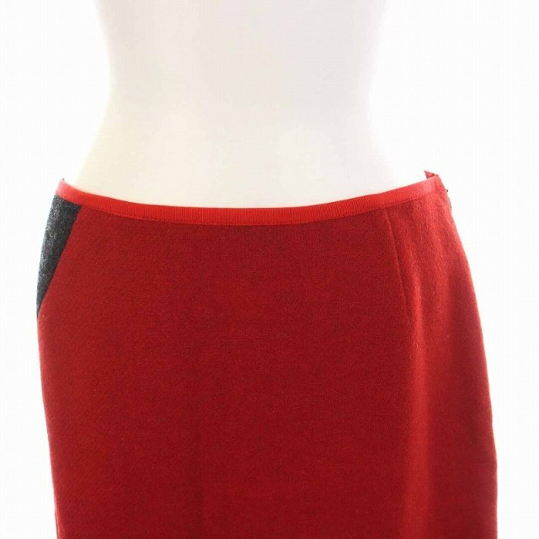 ポールスミスウィメン PS 台形スカート ひざ丈 ウール 40 M 赤 黒 レディースのスカート(ひざ丈スカート)の商品写真