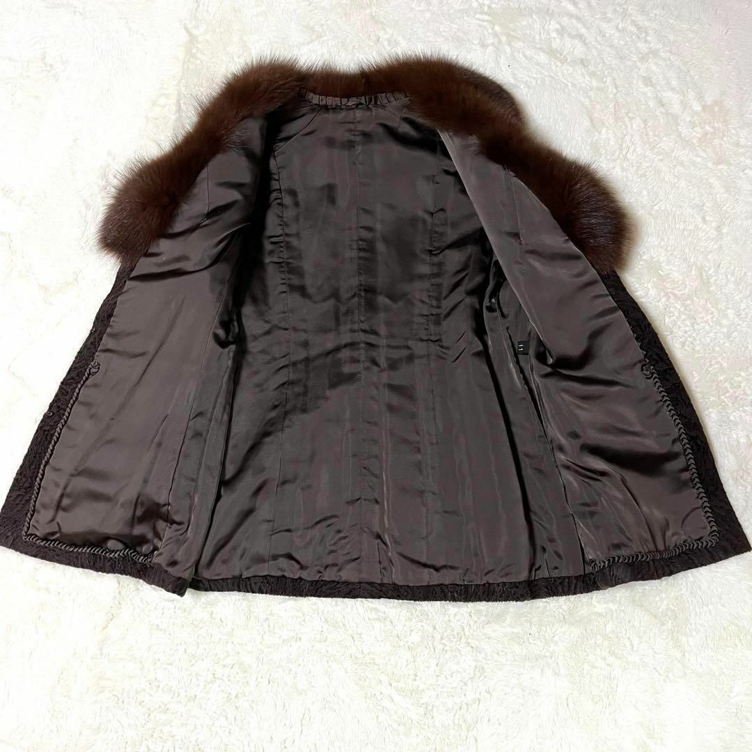 VINTAGE(ヴィンテージ)の美品 リアルファー スワカラ ジャケット フォックス衿 ブラウン 11号 L相当 レディースのジャケット/アウター(毛皮/ファーコート)の商品写真