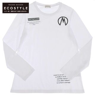 約495cm身幅美品 モンクレール 20年 ロゴプリント 半袖Ｔシャツ メンズ 白 黒 XL コットン MONCLER