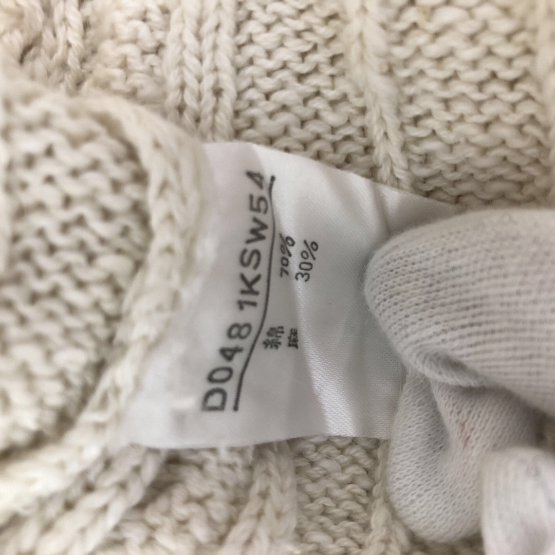 【春ニット】papas パパス　ケーブル編みニット オフホワイト 綿100% メンズのトップス(ニット/セーター)の商品写真