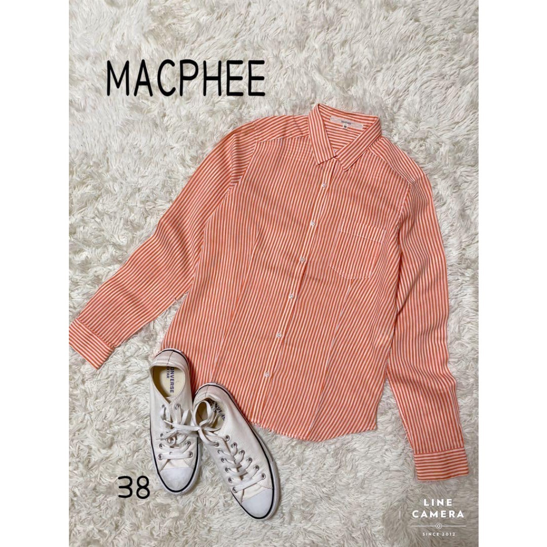 MACPHEE(マカフィー)のトゥモローランドマカフィー　シャツ　ブラウス　オレンジ　ストライプMお洒落可愛い レディースのトップス(シャツ/ブラウス(長袖/七分))の商品写真