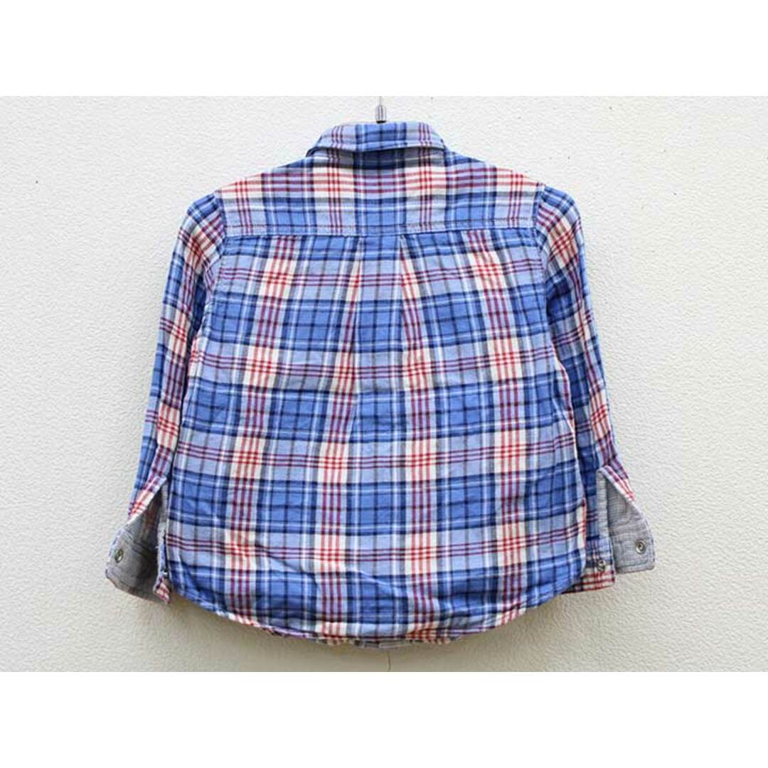 mikihouse(ミキハウス)の【春物 新入荷!】▼ミキハウスダブルB/MIKIHOUSE DOUBLE.B▼100cm リバーシブルシャツ 青系×赤×白＆グレー×白  【中古】子供服 キッズ kids  男の子 春秋冬 tops 402042 キッズ/ベビー/マタニティのベビー服(~85cm)(シャツ/カットソー)の商品写真