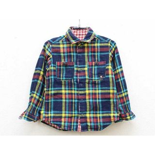 ミキハウス(mikihouse)の【春物 新入荷!】▼ミキハウスダブルB/MIKIHOUSE DOUBLE.B▼110cm リバーシブルシャツ 紺×マルチ＆赤×白 【中古】 子供服 キッズ kids  男の子 春秋冬 tops 402042(シャツ/カットソー)