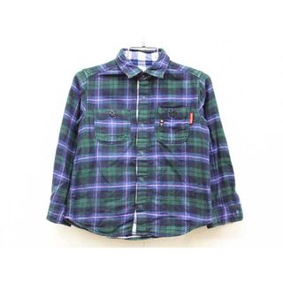 ミキハウス(mikihouse)の【春物 新入荷!】▼ミキハウス/MIKIHOUSE▼110cm リバーシブルシャツ 紺×緑×ピンク系＆青×白 【中古】 子供服 キッズ kids  男の子 春秋冬 tops 402042(シャツ/カットソー)