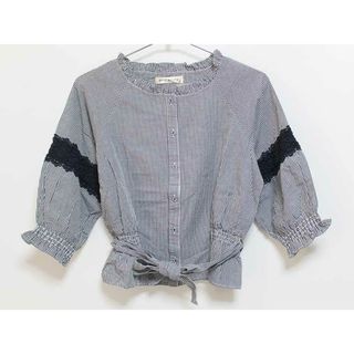 ポンポネット(pom ponette)の【春物 新入荷!】‡ポンポネット/pom ponette‡160cm 七分袖ブラウス/シャツ 紺×白【中古】子供服 キッズ kids ジュニア 女の子 春秋 tops 402042(シャツ/カットソー)