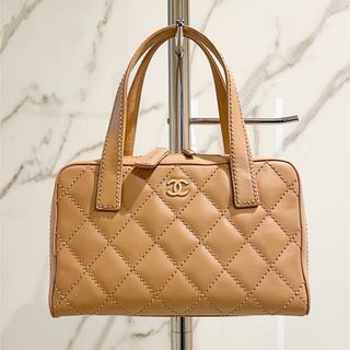 シャネル(CHANEL)の超美品 Gカード有 CHANEL ワイルドステッチ ボストンバッグ ベージュ(ハンドバッグ)