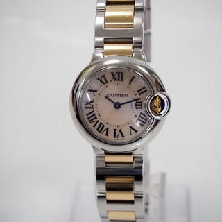 カルティエ(Cartier)のカルティエ レディース腕時計 バロンブルー コンビ W6920034 クォーツ SS×PG ピンクシェル文字盤 Th954471 中古(腕時計)