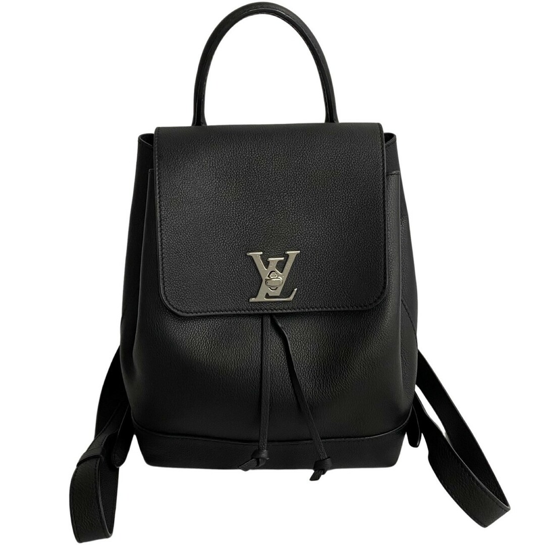 約20cm幅極 美品 LOUIS VUITTON ルイヴィトン ロックミー バックパック ターンロック 巾着 レザー 本革 リュックサック デイパック ブラック 33084