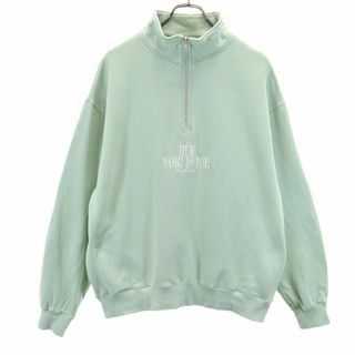 ハフ(HUF)のハフ 日本製 長袖 ハーフジップ トレーナー S グリーン系 HUF スウェット 裏起毛 刺繍 プルオーバー メンズ 古着 【240205】(スウェット)