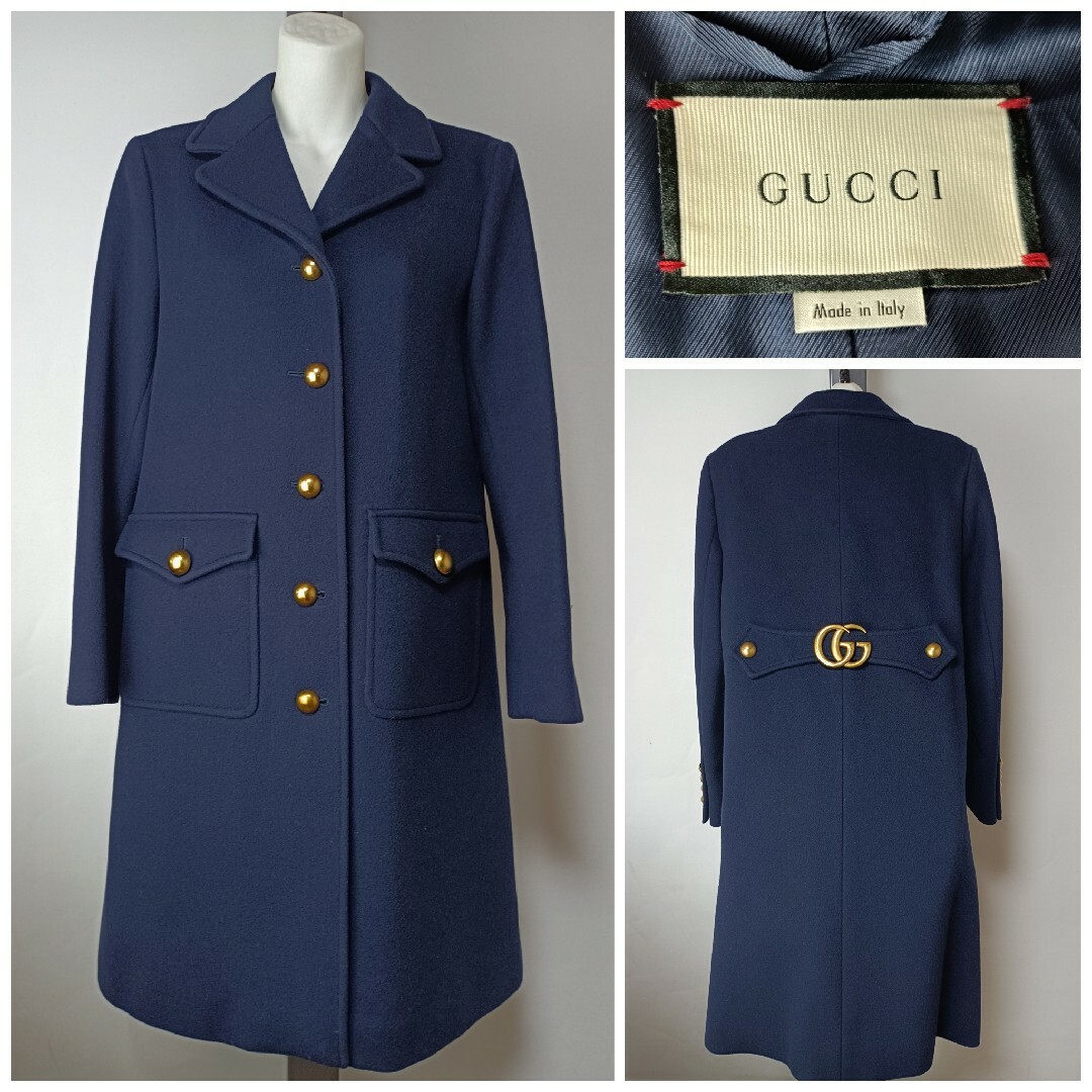 グッチ GUCCI ガーメントカバー付き 金ボタン チェスターコート グッチ GUCCI ガーメントカバー付き 金ボタン チェスターコート