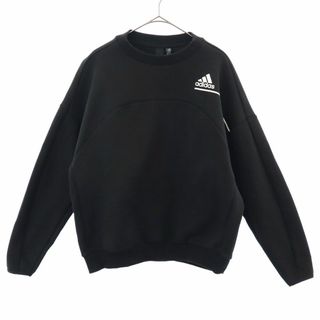 アディダス(adidas)のアディダス ロゴワッペン 長袖 トレーナー L ブラック adidas スウェット レディース 古着 【240205】(トレーナー/スウェット)