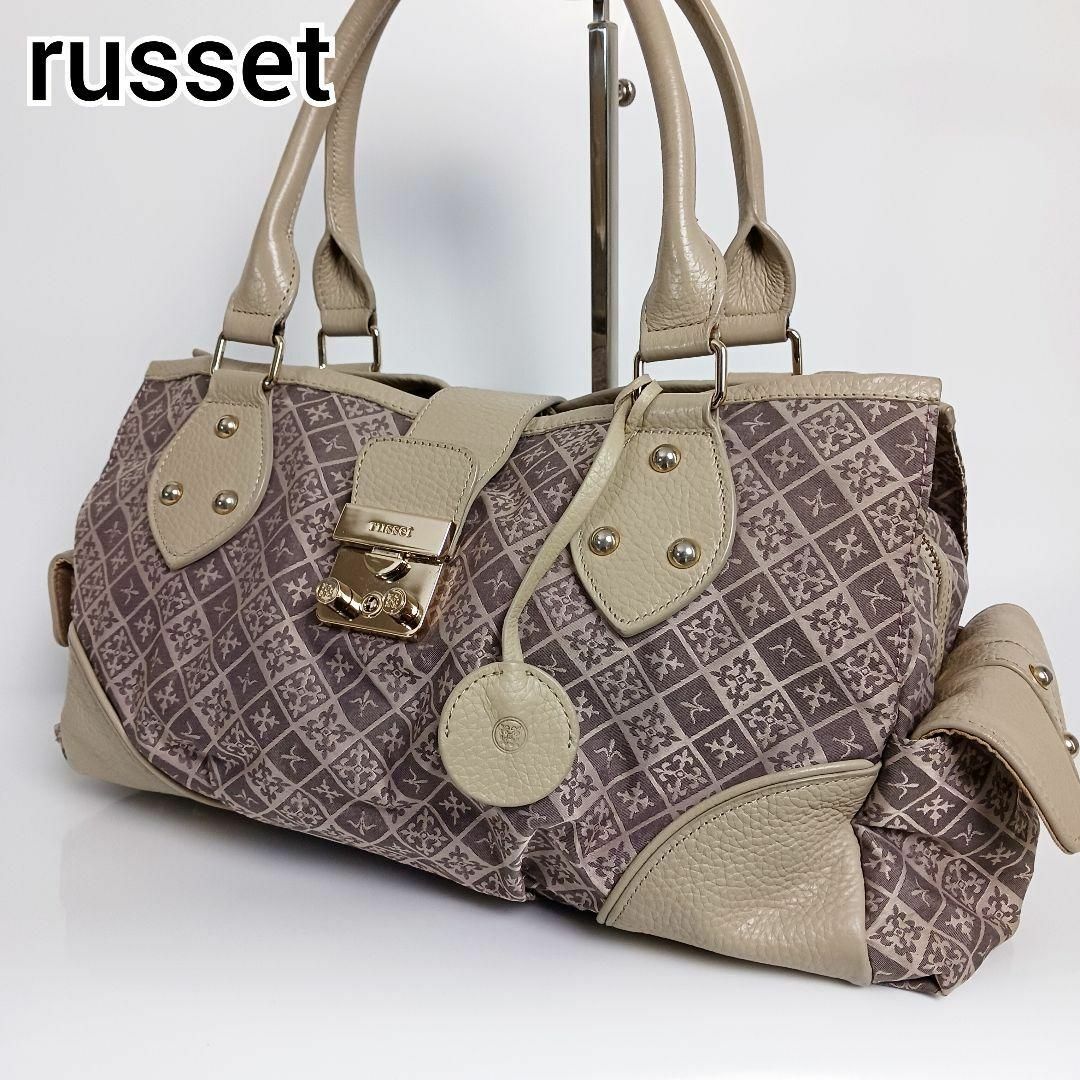 Russet(ラシット)のラシット ハンドバッグ モノグラム ナイロン レザー グレージュ レディースのバッグ(ハンドバッグ)の商品写真