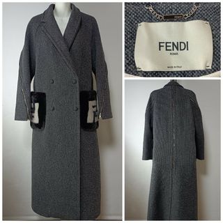 フェンディ チェスターコート ダブル グレー ウール FENDI ロングコート