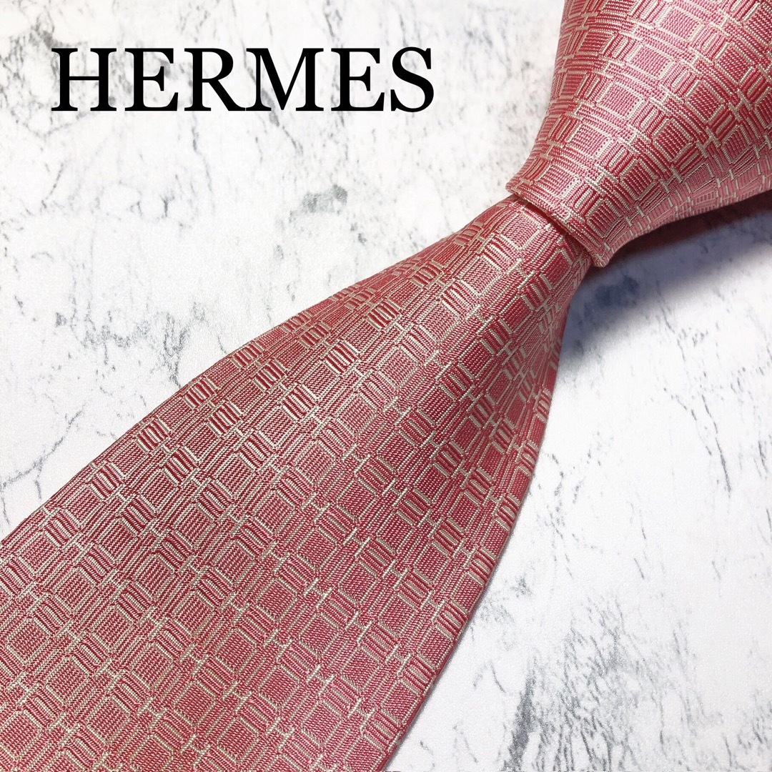 Hermes(エルメス)のHERMES ネクタイ　H柄　ファソネ　ピンク メンズのファッション小物(ネクタイ)の商品写真