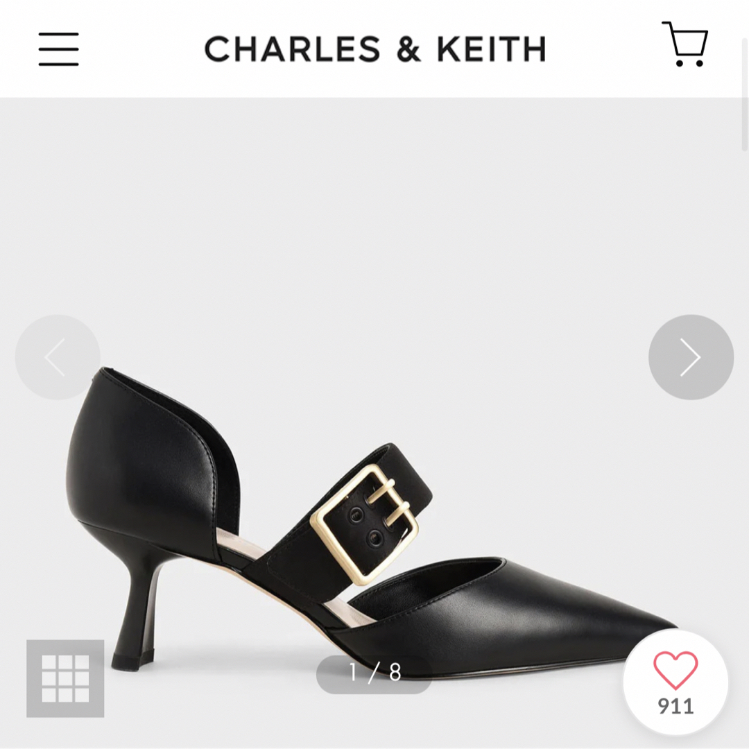 Charles and Keith(チャールズアンドキース)の超美品 チャールズ＆キース オーバーサイズドバックル ポインテッドトゥパンプス レディースの靴/シューズ(ハイヒール/パンプス)の商品写真