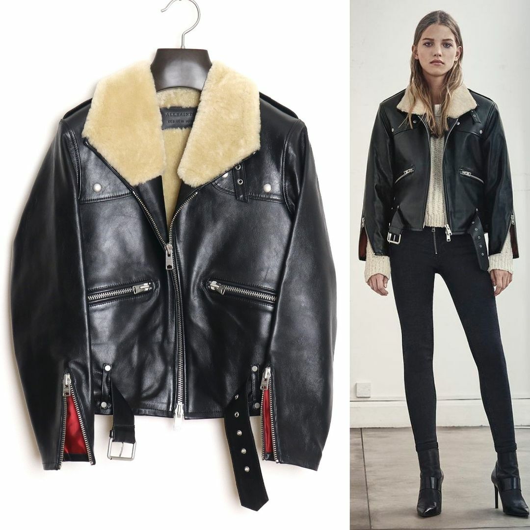 All Saints - ALLSAINTS 16AW ムートンレザーライダース UK2 ファー の