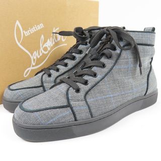 クリスチャンルブタン(Christian Louboutin)の新品同様美品 Christian Louboutin クリスチャンルブタン ハイカット シューズ 靴 チェック柄 ロゴ 40 25cm スニーカー コットン/ラバー グレー メンズ【中古】(スニーカー)