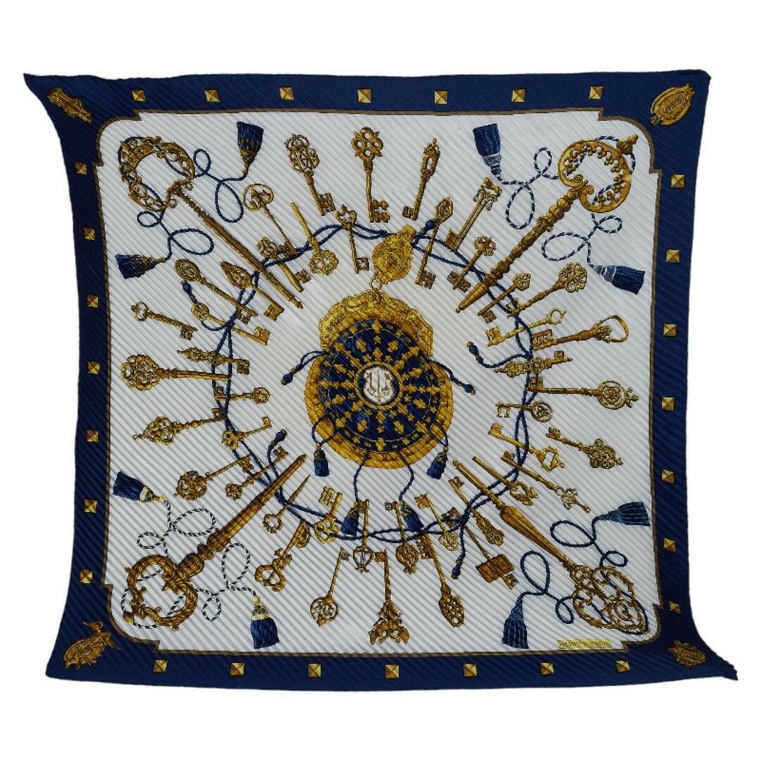 エルメス プリーツカレ90 LES CLES鍵 スカーフ シルク エルメス プリーツカレ90 LES CLES鍵 スカーフ シルク