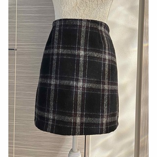 韓国ファッション　チェックスカート　ネイビー(ミニスカート)