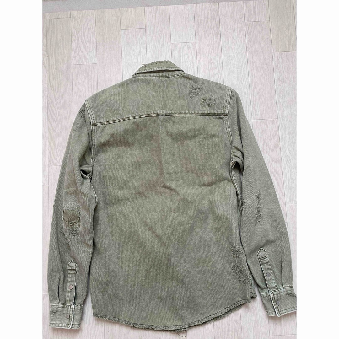 ZARA(ザラ)のZARAメンズデニムシャツジャケットダメ-ジグリーン系38番 メンズのトップス(シャツ)の商品写真