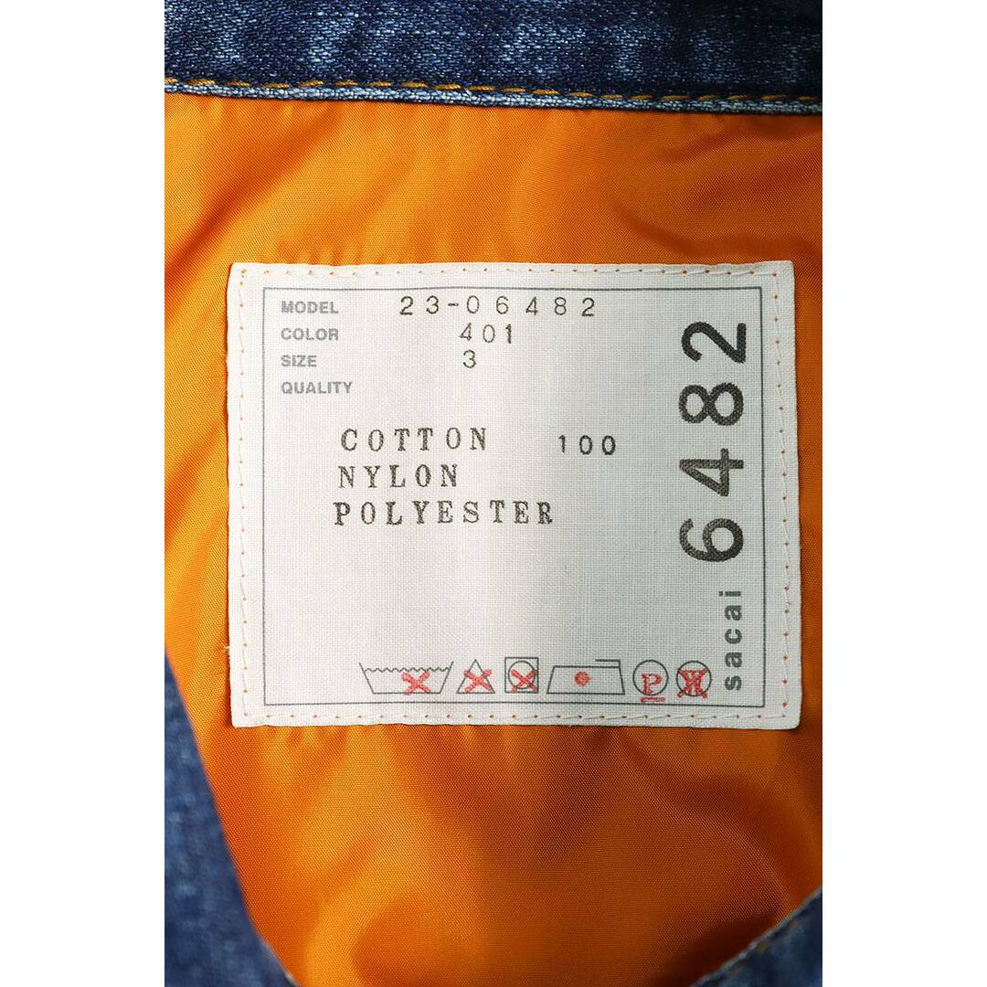 sacai(サカイ)のサカイ  23-06482 パネルクロップドデニムジャケット レディース 3 レディースのジャケット/アウター(Gジャン/デニムジャケット)の商品写真