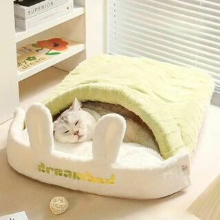 【 緑】 ペットベット 猫ベット キャットハウス 猫の家 秋 冬 寝袋型(猫)