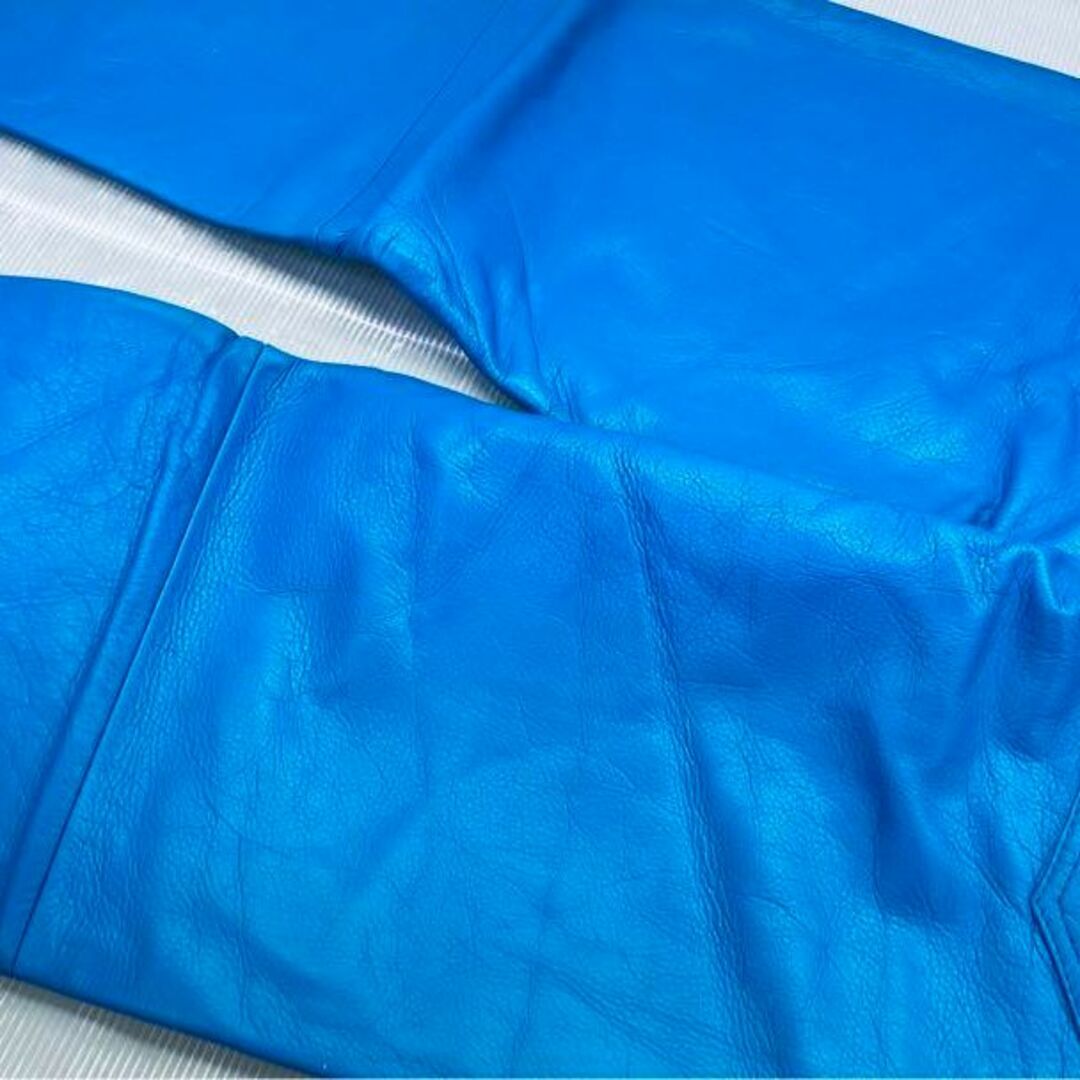 レザーパンツ 革パンツ 牛本革 XLサイズ【新品未使用】SC 鮮やかな青色です