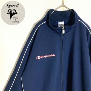 チャンピオン(Champion)の古着 チャンピオン トラックジャケット L ジャージ ワンポイント ネイビー(ジャージ)