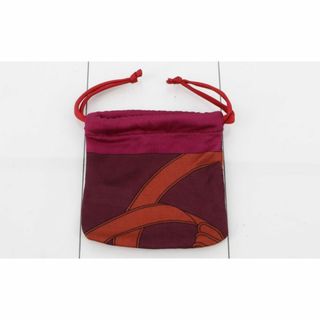 エルメス(Hermes)の【美品】HERMES エルメス シルク 巾着 ポーチ 赤 ボルドー系(その他)