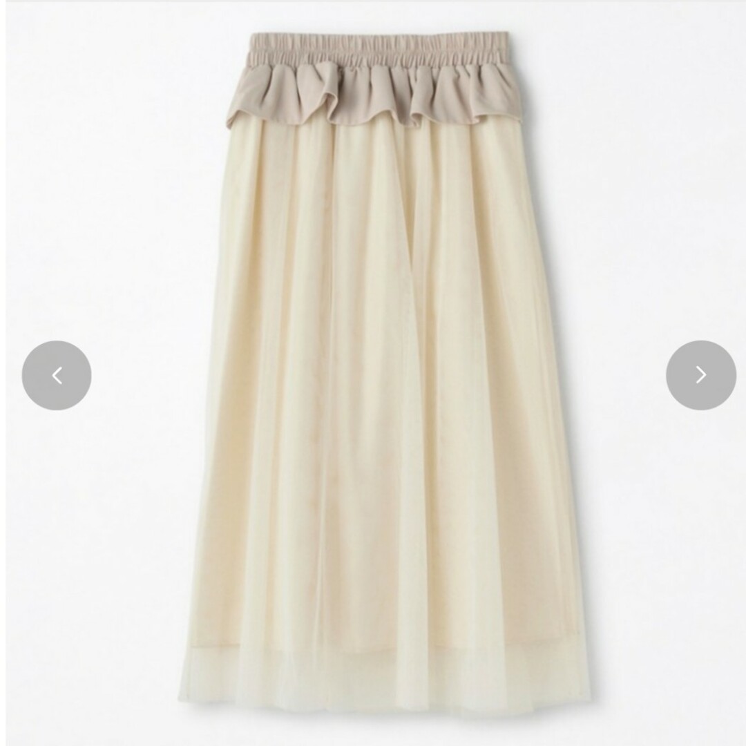 しまむら×はなゆん　ハイウエストチュールスカート　ホワイト　3L レディースのスカート(ロングスカート)の商品写真