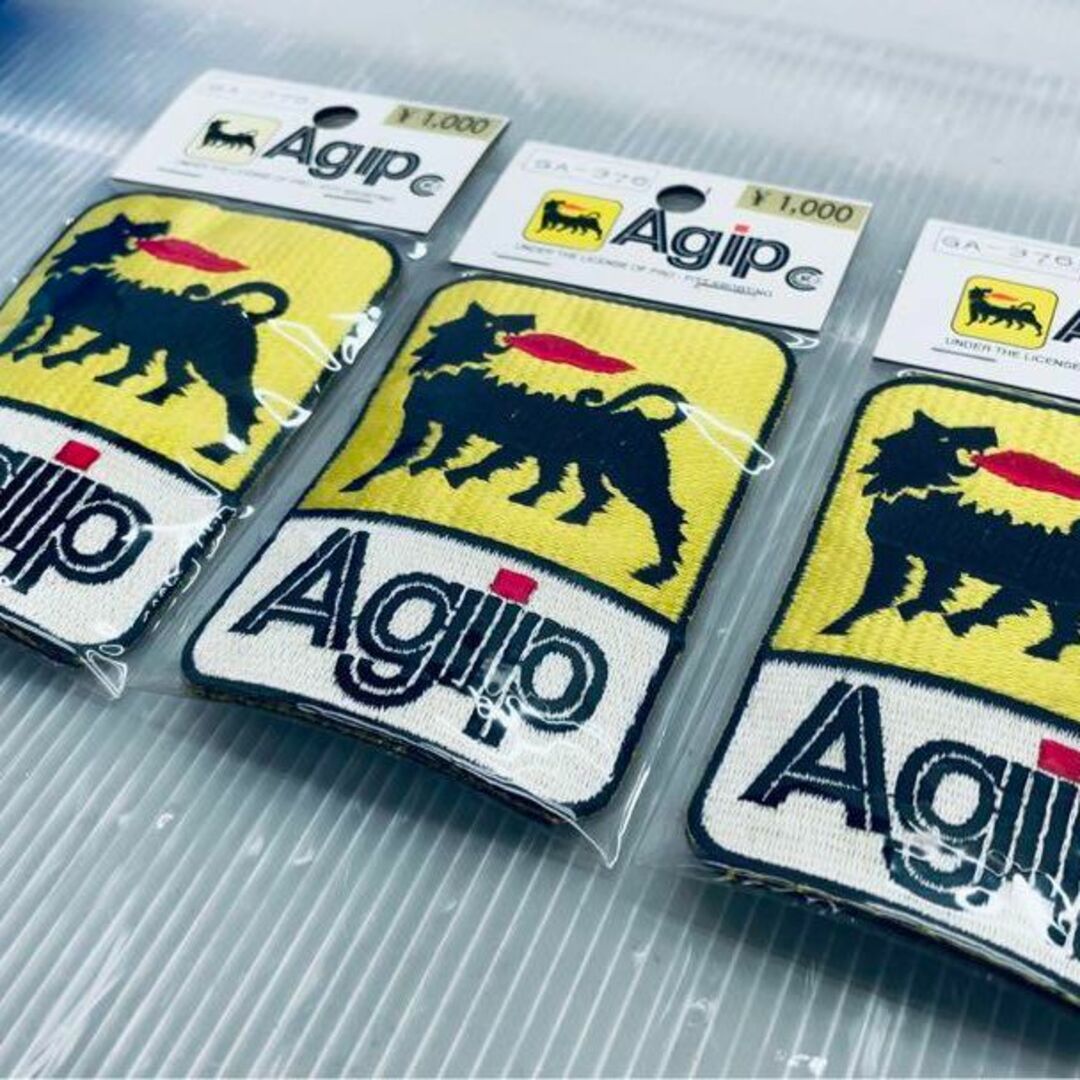 ワッペン 刺繍 Agip アジップ×3 【新品未使用】 GA-376 自動車/バイクのバイク(ステッカー)の商品写真