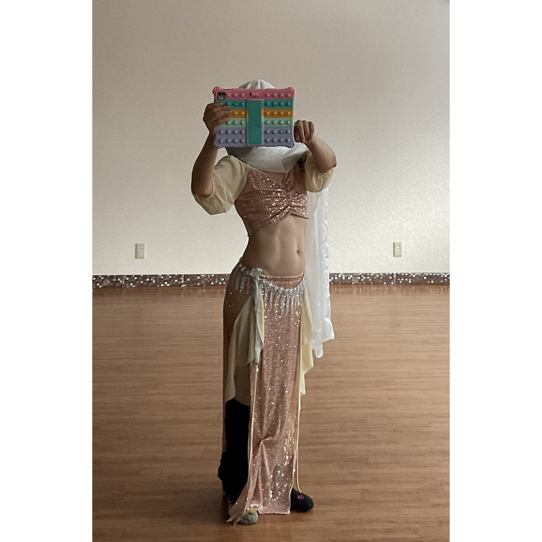 ベリーダンストレーニングステージ用のシックなダンス衣装ロング