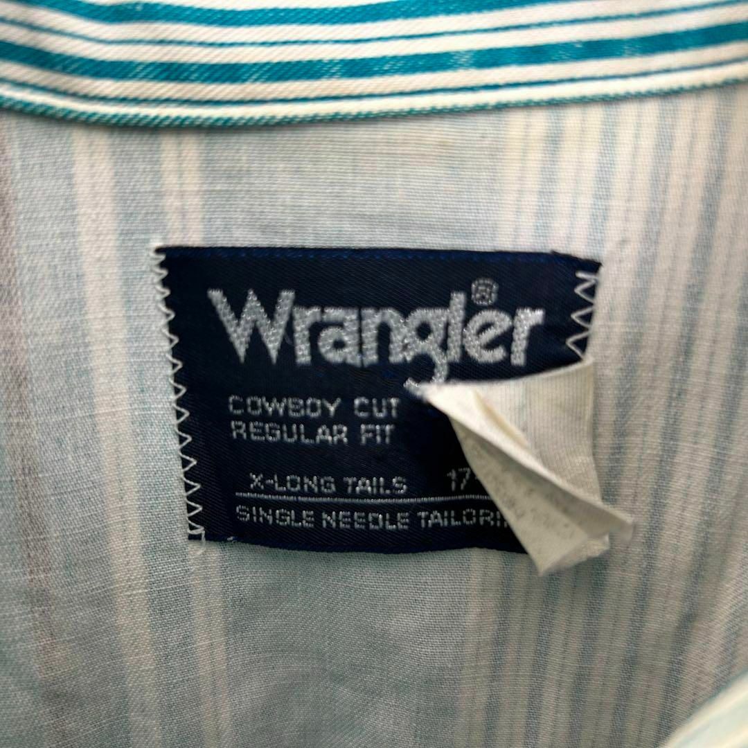 Wrangler(ラングラー)のラングラー 刺繍企業ロゴ 長袖 BDシャツ ストライプ 緑白黒 XL メンズのトップス(シャツ)の商品写真