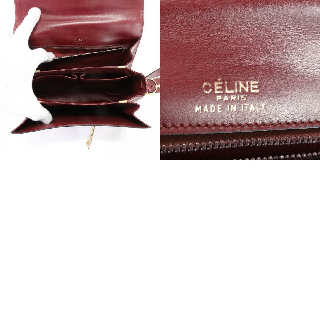 celine(セリーヌ)の美品 ヴィンテージ セリーヌ 馬車金具 ボルドー レザー ショルダーバッグ 肩掛け トート ハンド 本革 レディース EPM N13-10 レディースのバッグ(ショルダーバッグ)の商品写真