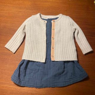 プチバトー(PETIT BATEAU)のガーゼワンピース&カーデガン(ワンピース)