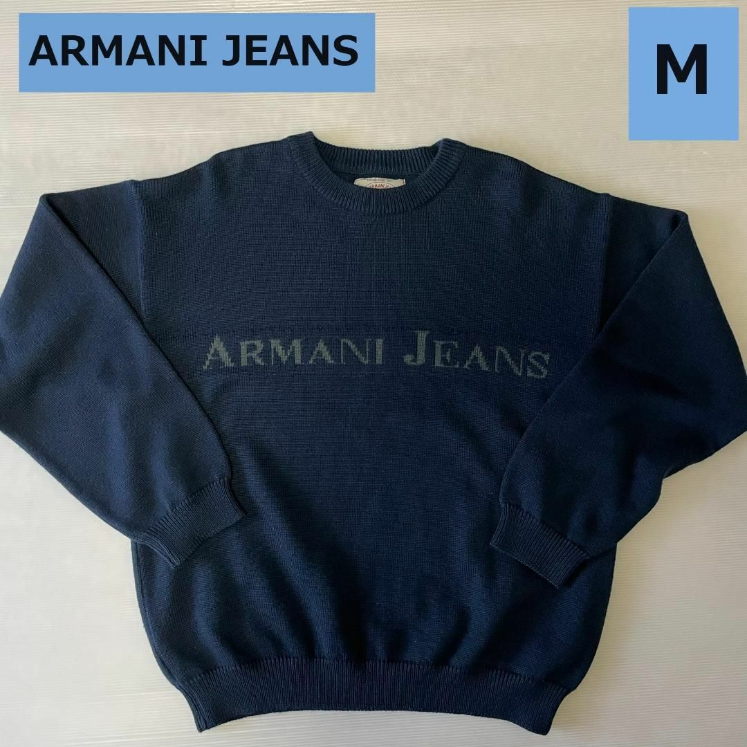 ARMANI JEANS アルマーニジーンズ　ロゴ　ニット　セーター　メンズ　M