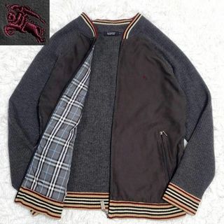 バーバリーブラックレーベル(BURBERRY BLACK LABEL)の美品 L バーバリーブラックレーベル トラックジャケット ノバチェック 灰 羊毛(ブルゾン)