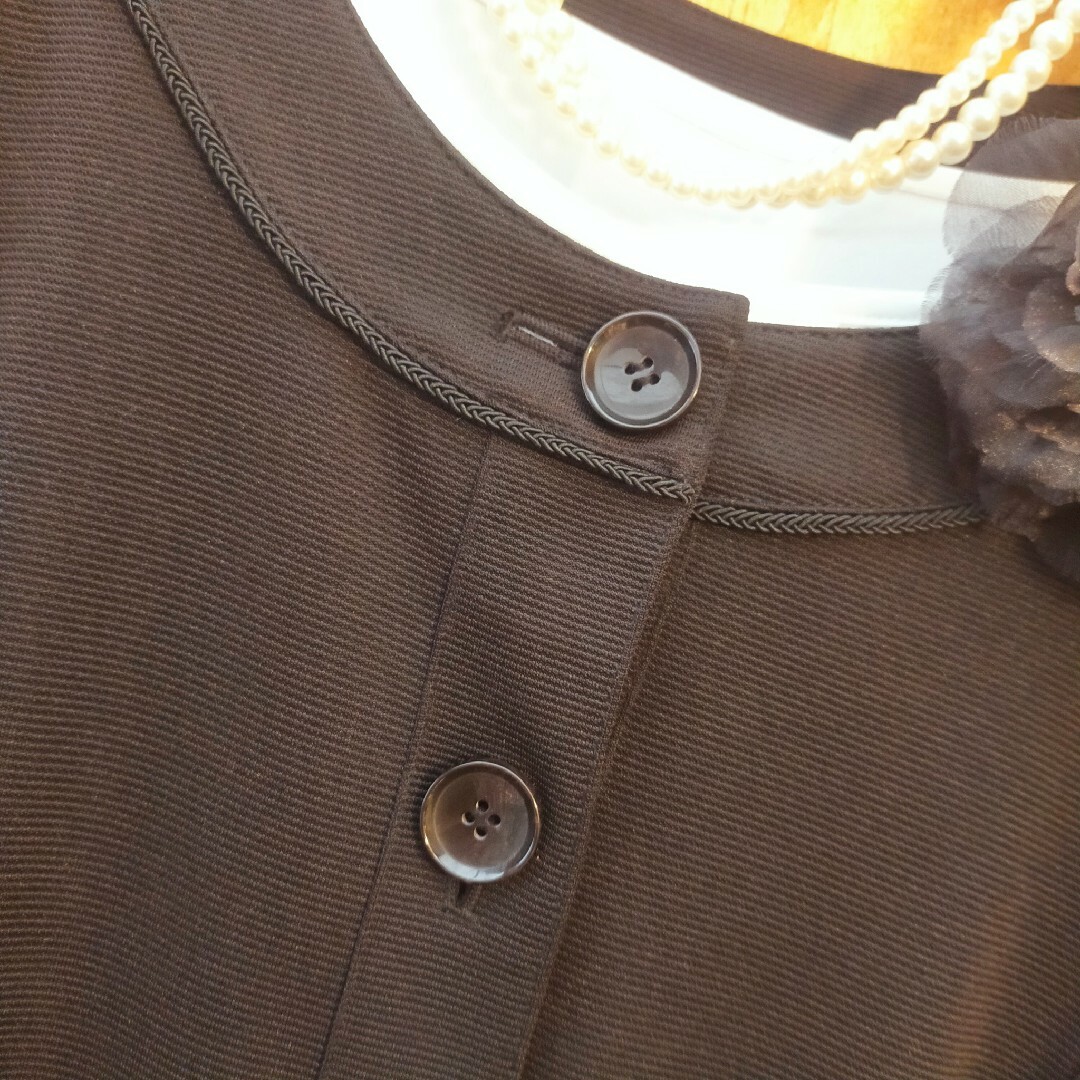THEORIA ノーカラージャケット シフォンスカートセット 15号 黒 レディースのフォーマル/ドレス(スーツ)の商品写真